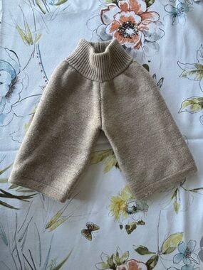 Sloomb Sustainablebabyish Knit Wool Longies Tan Brown Small Thick Absorbent